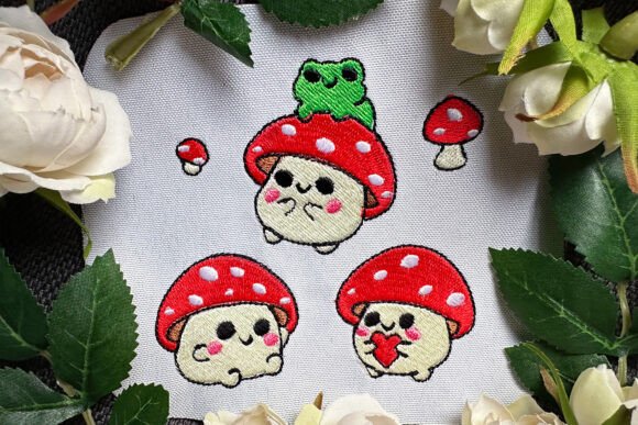 Five Cute Mushrooms Machine Embroidery Review